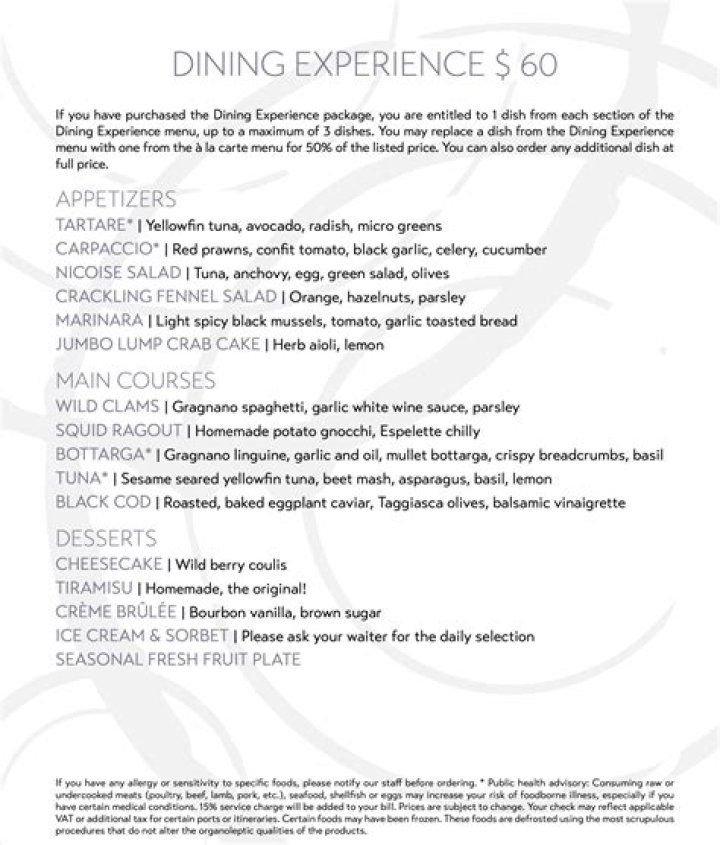 Specialty Cruise Dining Packages & Options